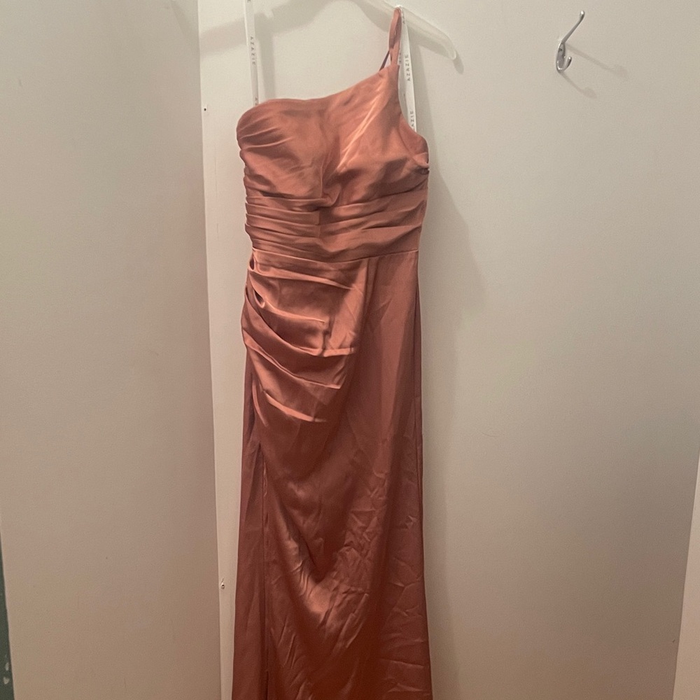 Azazie One-Shoulder Dress in Dusty Rose